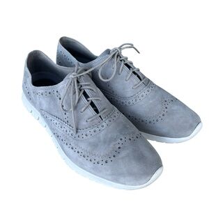 Cole Haan Womens Zerogrand Gray Suede Oxfords Shoes 10